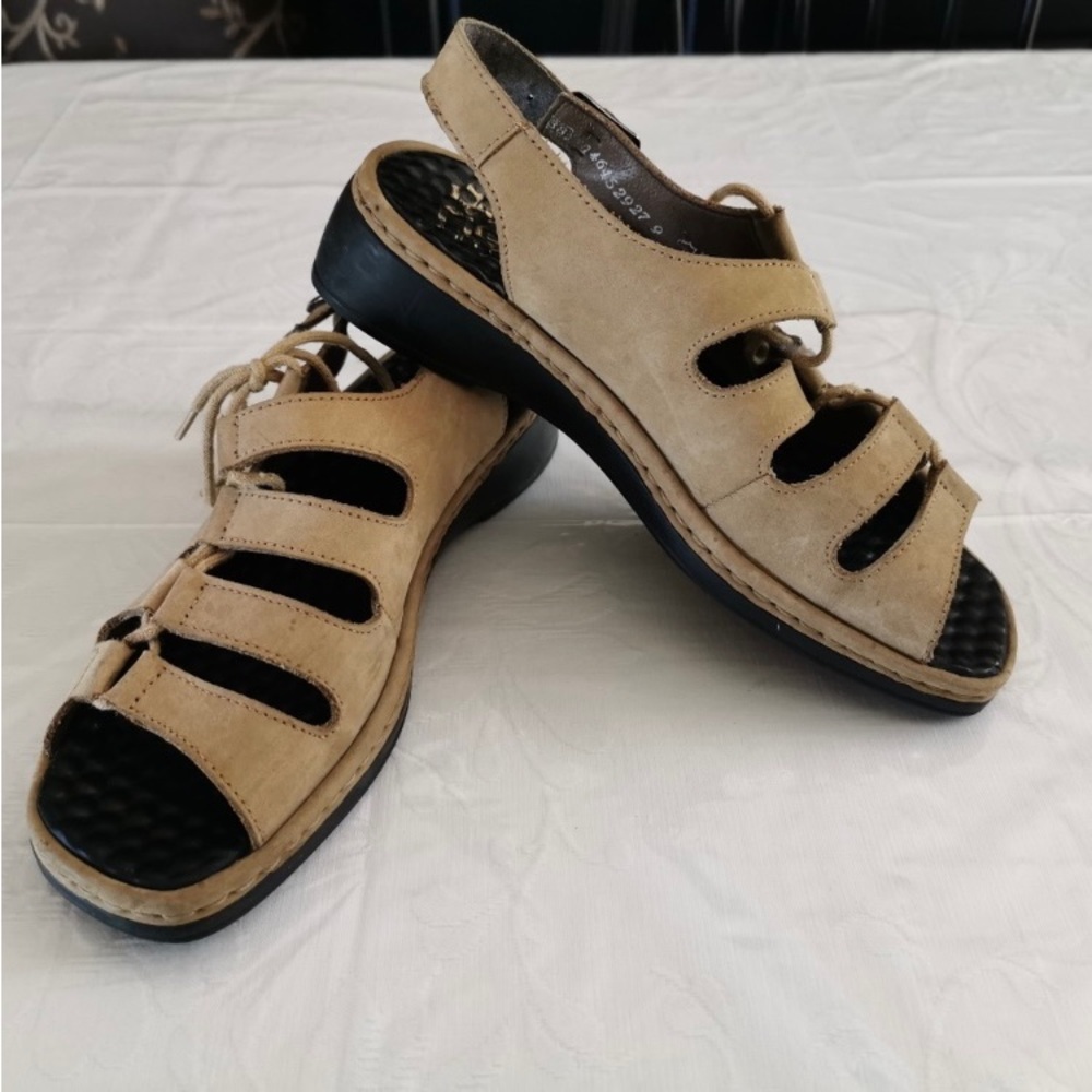 Rieker Soft Leather Lace Up Sandals